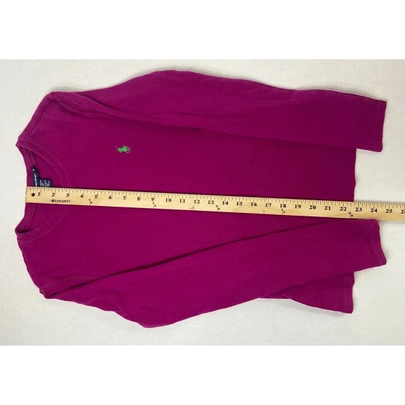 Ralph Lauren Sport Magenta Long Sleeve Crew Neck T Shirt Pony Logo Size M - Picture 7 of 12